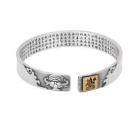 HIJONES Unisex Acciaio Inox Zodiaco Buddha Compleanno Bracciale Aperto Sei Parole Verità Fortuna Cuore Amore Braccialetto Polso Bue
