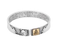 HIJONES Unisex Acciaio Inox Zodiaco Buddha Compleanno Bracciale Aperto Sei Parole Verità Fortuna Cuore Amore Braccialetto Polso Maiale