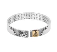 HIJONES Unisex Acciaio Inox Zodiaco Buddha Compleanno Bracciale Aperto Sei Parole Verità Fortuna Cuore Amore Braccialetto Polso Serpente