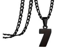 HIJONES Uomini Acciaio Inossidabile Ciondolo con Numero di Maglia di Giocatore di Basket Calcio O Baseball Catena Spessa Collana Sportiva Nera 7