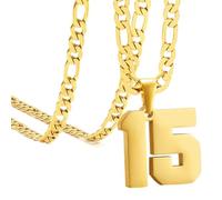 HIJONES Uomini Acciaio Inossidabile Pallacanestro Calcio Squadra di Baseball Numero Pendente Chunky Catena Sport Collana Oro 15