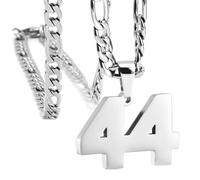 HIJONES Uomini Acciaio Inossidabile Pallacanestro Calcio Squadra di Baseball Numero Pendente Chunky Catena Sport Collana Argento 44