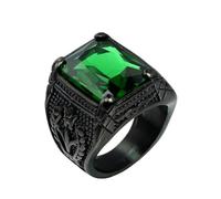 HIJONES Uomo Acciaio al Tungsteno Gotico Multicolore Cristallo Gemma Tulipano Inciso Grosso Biker Anello Punk Dito Gioielli Pietra Blu Nera Taglia 17