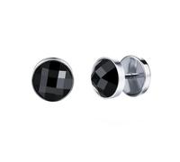 HIJONES Uomo Acciaio inossidabile Gotico Rotondo Cz Cut Cristallo Orecchio Stud Orecchini Piatti Piercing Clip Orecchio Argento