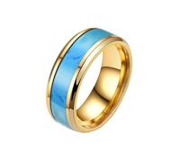 HIJONES Uomo Acciaio Inox Anello di dichiarazione Smalto Creato Turchese Stile Semplice dito di Nozze Gioielli Oro Taglia 14