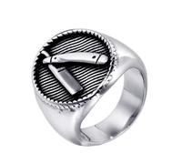 HIJONES Uomo Acciaio Inox Barber Shop Decor Inciso Rasoio Anello Grosso Istruzione Band dito Biker Gioielli Argento Taglia 19