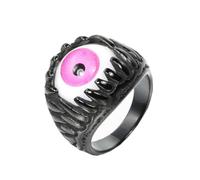 HIJONES Uomo Acciaio Inox Gotico Multicolore Cristallo Gemma Tulipano Inciso Grosso Biker Anello Punk dito Gioielli Pietra Nera Rosa Taglia 29