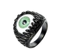 HIJONES Uomo Acciaio Inox Gotico Multicolore Cristallo Gemma Tulipano Inciso Grosso Biker Anello Punk dito Gioielli Pietra Nera Verde Taglia 17