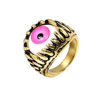 HIJONES Uomo Acciaio Inox Gotico Multicolore Cristallo Gemma Tulipano Inciso Grosso Biker Anello Punk dito Gioielli Oro Rosa Pietra Taglia 17
