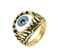 HIJONES Uomo Acciaio Inox Gotico Multicolore Cristallo Gemma Tulipano Inciso Grosso Biker Anello Punk dito Gioielli Oro Lago Pietra Blu Taglia 19