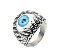 HIJONES Uomo Acciaio Inox Gotico Multicolore Cristallo Gemma Tulipano Inciso Grosso Biker Anello Punk dito Gioielli Argento Pietra Blu Taglia 25