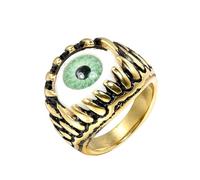 HIJONES Uomo Acciaio Inox Gotico Multicolore Cristallo Gemma Tulipano Inciso Grosso Biker Anello Punk dito Gioielli Pietra Verde Oro Taglia 19