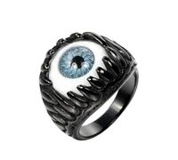 HIJONES Uomo Acciaio Inox Gotico Multicolore Cristallo Gemma Tulipano Inciso Grosso Biker Anello Punk dito Gioielli Pietra Blu del Lago Nero Taglia 17