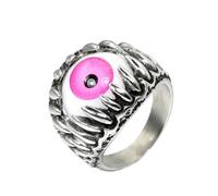 HIJONES Uomo Acciaio Inox Gotico Multicolore Cristallo Gemma Tulipano Inciso Grosso Biker Anello Punk dito Gioielli Argento Rosa Pietra Taglia 27
