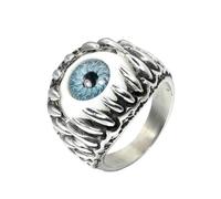 HIJONES Uomo Acciaio Inox Gotico Multicolore Cristallo Gemma Tulipano Inciso Grosso Biker Anello Punk dito Gioielli Lago d'argento Pietra blu Taglia 25