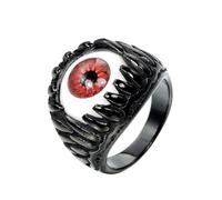 HIJONES Uomo Acciaio Inox Gotico Multicolore Cristallo Gemma Tulipano Inciso Grosso Biker Anello Punk dito Gioielli Pietra Nera Rossa Taglia 19