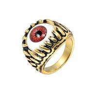 HIJONES Uomo Acciaio Inox Gotico Multicolore Cristallo Gemma Tulipano Inciso Grosso Biker Anello Punk dito Gioielli Oro Pietra Rossa Taglia 29