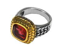 HIJONES Uomo Acciaio Inox Quadrato di Vetro Cristallo Gemma Lucido Anello di Nozze Micro Spianare Cz Hip Hop Titanio Biker Band Argento Rosa Rossa Pietra Taglia 19