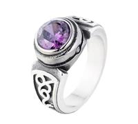 HIJONES Uomo Anello Ovale Pietra Acciaio Inossidabile Vintage Gioiello Hip Hop Personalizzato Porpora Misura 25