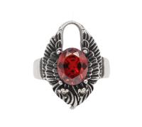 HIJONES Uomo Anello Rotondo Pietra Acciaio Inossidabile Vintage Gioiello Hip Hop Personalizzato Rosso Misura 14