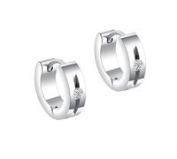HIJONES Uomo Donna Acciaio Inossidabile Gotico Rotondo Cerchio Intorno Curvo Scanalato Diamante Borchie Punk Trafitto Orecchio Clip Argento