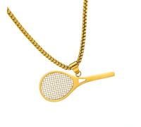 HIJONES Uomo Donna Acciaio Inox Hip Hop Retro Tennis Racchetta Sport Pendente Collana Coppia Girocollo Catena Links Oro