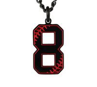 HIJONES Uomo Donna Acciaio Inox Trendy Baseball Lucky Sport Numero Collana Pendente Titainum Biker Gioielli Nero 8