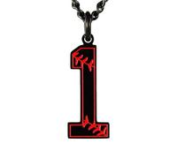 HIJONES Uomo Donna Acciaio Inox Trendy Baseball Lucky Sport Numero Collana Pendente Titainum Biker Gioielli Nero 1