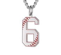 HIJONES Uomo Donna Acciaio Inox Trendy Baseball Lucky Sport Numero Collana Pendente Titainum Biker Gioielli Argento 6