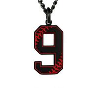 HIJONES Uomo Donna Acciaio Inox Trendy Baseball Lucky Sport Numero Collana Pendente Titainum Biker Gioielli Nero 9
