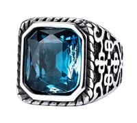 HIJONES Uomo Donna Anello di Pietre Preziose Acciaio Inox Vintage Personalizzato Hip Hop Diamante Anello Gioielli A Fascia Blu Misura 27