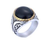 HIJONES Uomo Donna Weave Gemstone Ring in Acciaio Inox Vintage Personalizzato Hip Hop anello Band Gioielleria Nero Misura 17