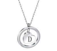 HIJONES Uomo Donne Acciaio Inox Amore Cuore Cavo 26 Lettera Collana Nome Inciso Coppia Ciondolo Gioielli Regalo Di Compleanno Argento D