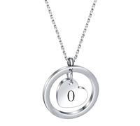 HIJONES Uomo Donne Acciaio Inox Amore Cuore Cavo 26 Lettera Collana Nome Inciso Coppia Ciondolo Gioielli Regalo Di Compleanno Argento O