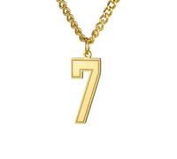 HIJONES Uomo Donne Acciaio Inox Amuleto Collare Catena Sportiva Numero 0-9 Inciso Football Baseball Basketball Oro 7