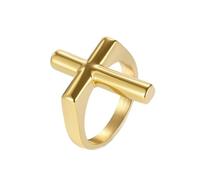 HIJONES Uomo Donne Acciaio Inox Anello Con Croce E Crocifissione Venduto dito Indice Gioielleria In Titanio Oro Taglia 17