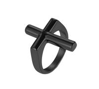 HIJONES Uomo Donne Acciaio Inox Anello Con Croce E Crocifissione Venduto dito Indice Gioielleria In Titanio Nero Taglia 19