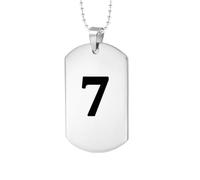 HIJONES Uomo Donne Acciaio Inox Colla con Amuleto Numero Fortunato Angelo 1-9 Atleta Piastrine Canina con Catena Argento 7