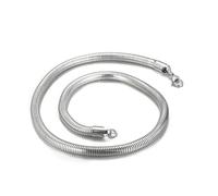 HIJONES Uomo Donne Acciaio Inox Collana Catena di Serpente Rotonda Flessibile con Maglie Lisce e Rivestimento in Vetro Placcato 6MM Argento 60CM