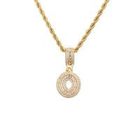 HIJONES Uomo Donne Acciaio Inox Collare Charm Collo Catena Numero Fortunato Hip Hop Angelo 0-9 Zircone Oro 0