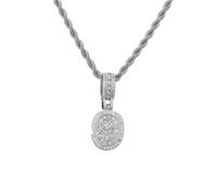 HIJONES Uomo Donne Acciaio Inox Collare Charm Collo Catena Numero Fortunato Hip Hop Angelo 0-9 Zircone Argento 9