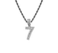 HIJONES Uomo Donne Acciaio Inox Collare Moda con Amuleto Numero 0-9 Zirconio con Catene Torsionate Argento 7