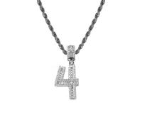 HIJONES Uomo Donne Acciaio Inox Collare Moda con Amuleto Numero 0-9 Zirconio con Catene Torsionate Argento 4