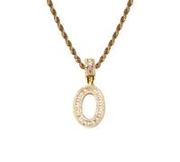 HIJONES Uomo Donne Acciaio Inox Collare Moda con Amuleto Numero 0-9 Zirconio con Catene Torsionate Oro 0