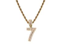 HIJONES Uomo Donne Acciaio Inox Collare Moda con Amuleto Numero 0-9 Zirconio con Catene Torsionate Oro 7