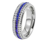 HIJONES Uomo Donne Acciaio Inox Elegante Tre Righe Pietra Simile Eterna Zironia Cubica Fidanzamento Matrimonio Gioiello Per Lui Lei Argento Taglia 12
