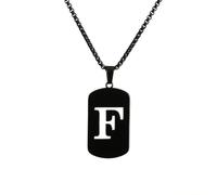 HIJONES Uomo Donne Acciaio Inox Hip Hop Square Hollow 26 Lettera Nome Pendente Collana Punk Sporting Catene da Motociclista Nero F