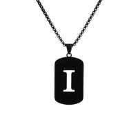 HIJONES Uomo Donne Acciaio Inox Hip Hop Square Hollow 26 Lettera Nome Pendente Collana Punk Sporting Catene da Motociclista Nero I