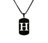 HIJONES Uomo Donne Acciaio Inox Hip Hop Square Hollow 26 Lettera Nome Pendente Collana Punk Sporting Catene da Motociclista Nero H