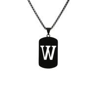 HIJONES Uomo Donne Acciaio Inox Hip Hop Square Hollow 26 Lettera Nome Pendente Collana Punk Sporting Catene da Motociclista Nero W
